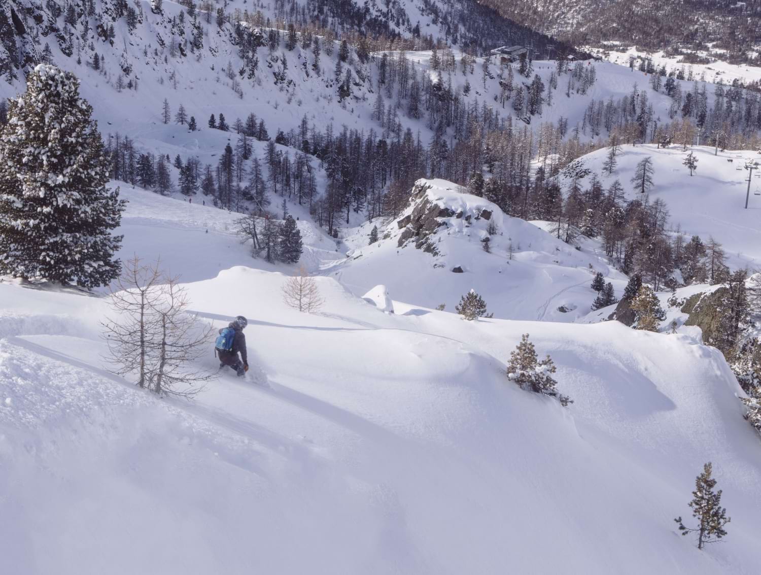 Skier off piste in the backcountry