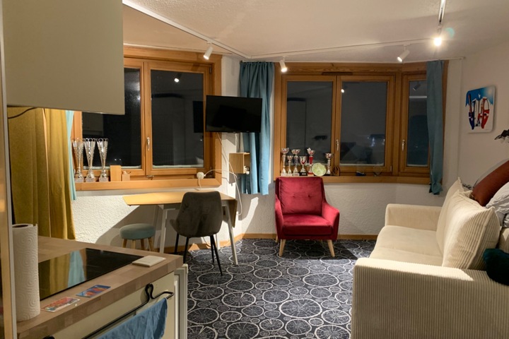 living room with sofa bed