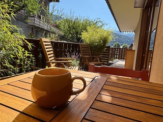 Look out onto the Pleney woods from the large, sunny terrace